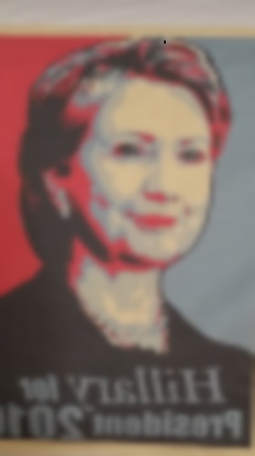 Hillary Clintons face appears on merchandise owned by an NDP student.