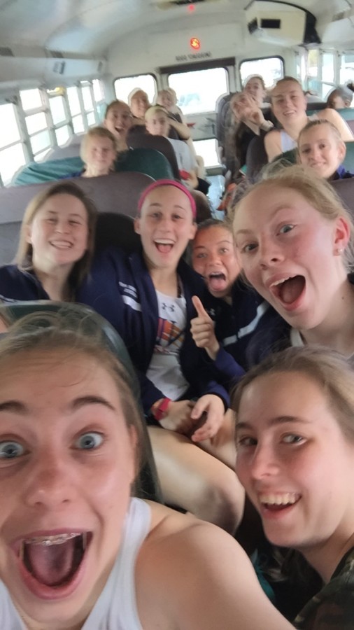 Selfie on the track team bus!