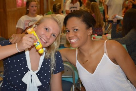 Seniors Ellie McComas and Natalya Moody are poised to strike down that Bingo!