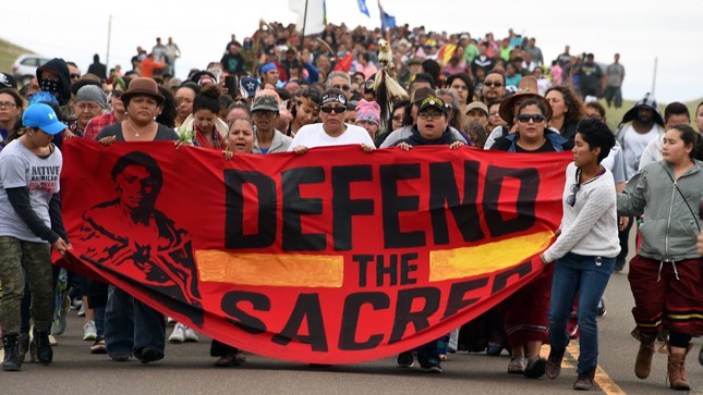 The Standing Rock Sioux march in protest of the Dakota Access Pipeline 