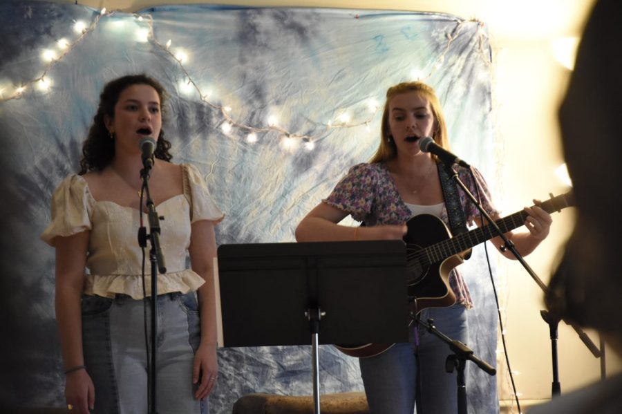 Abby (Left) and Becca (Right) performing at Coffeehouse
