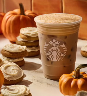 credit to Miller, K. (2023, August 30). Starbucks has new Fall 2023 drinks: Is the iced Pumpkin Cream Chai Tea latte healthy? Prevention. https://www.prevention.com/food-nutrition/a44938231/starbucks-fall-drinks-2023-nutrition/